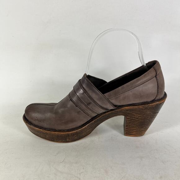 Born Haddon Platform Clogs Womens 9 Brown Leather Slip-On Round Toe Comfort Shoe - Picture 6 of 10